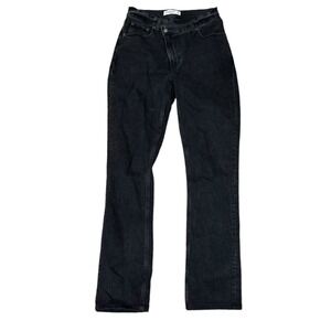 Abercrombie & Fitch 90s Slim Straight Ultra High Rise Criss Cross Jeans Black 27